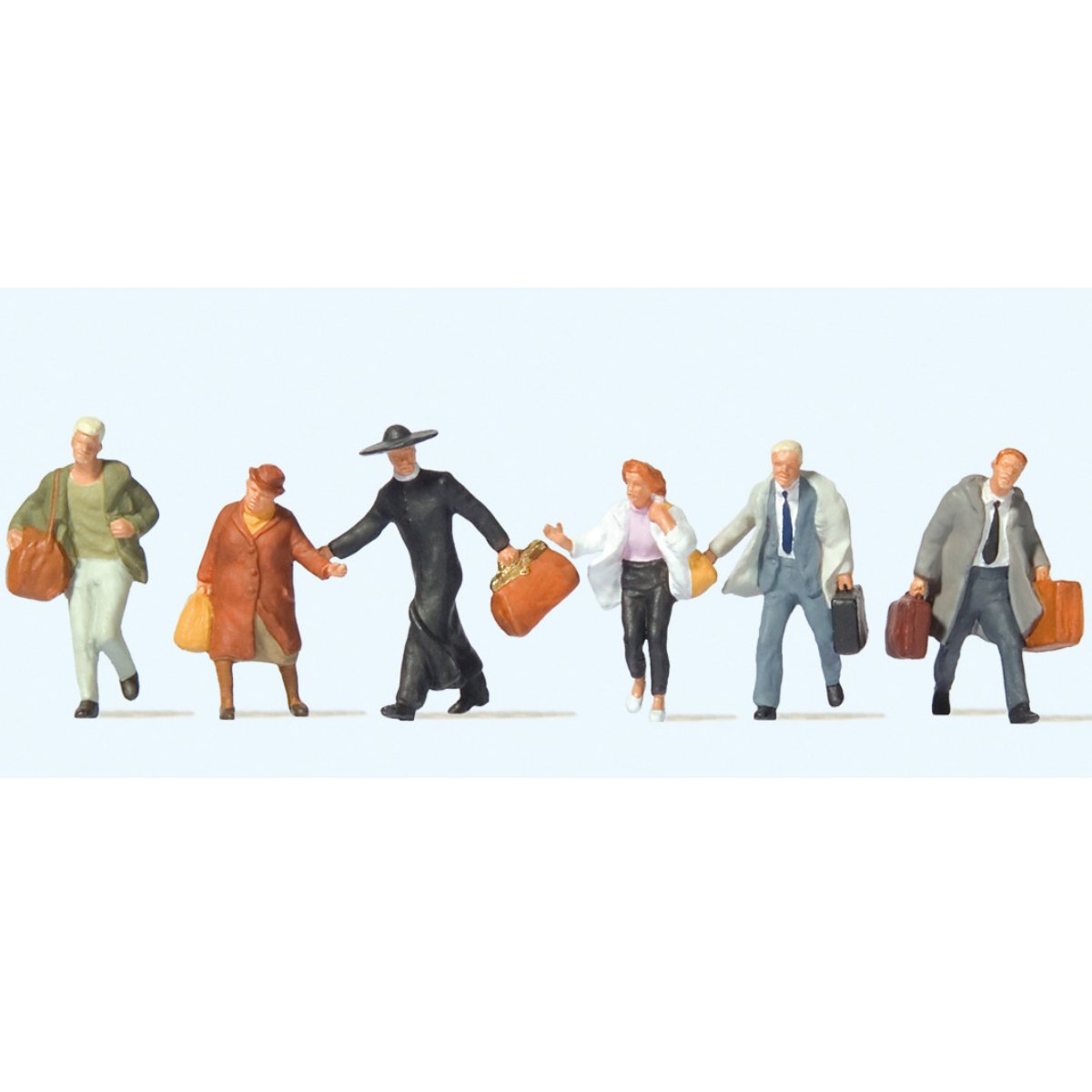 Preiser Hurrying Passengers British Figure Set (6) - OO Gauge - Phillips Hobbies
