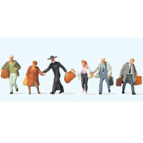 Preiser Hurrying Passengers British Figure Set (6) - OO Gauge - Phillips Hobbies