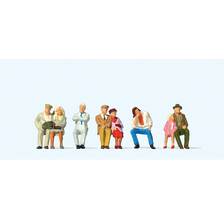 Preiser Seated Passengers British Figure Set (6) - OO Gauge - Phillips Hobbies