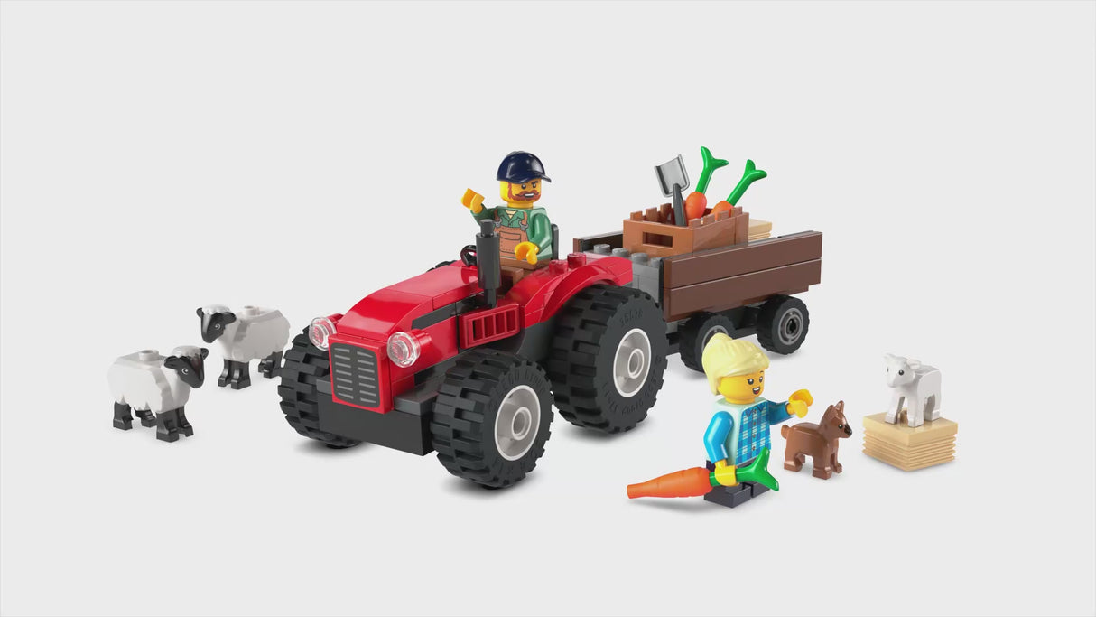 LEGO® City Red Farm Tractor with Trailer & Sheep Toy, Playset for Kids 60461
