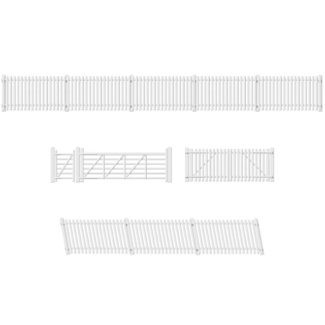 Ratio 420 GWR Station Fencing With Gates White - OO Gauge - Phillips Hobbies