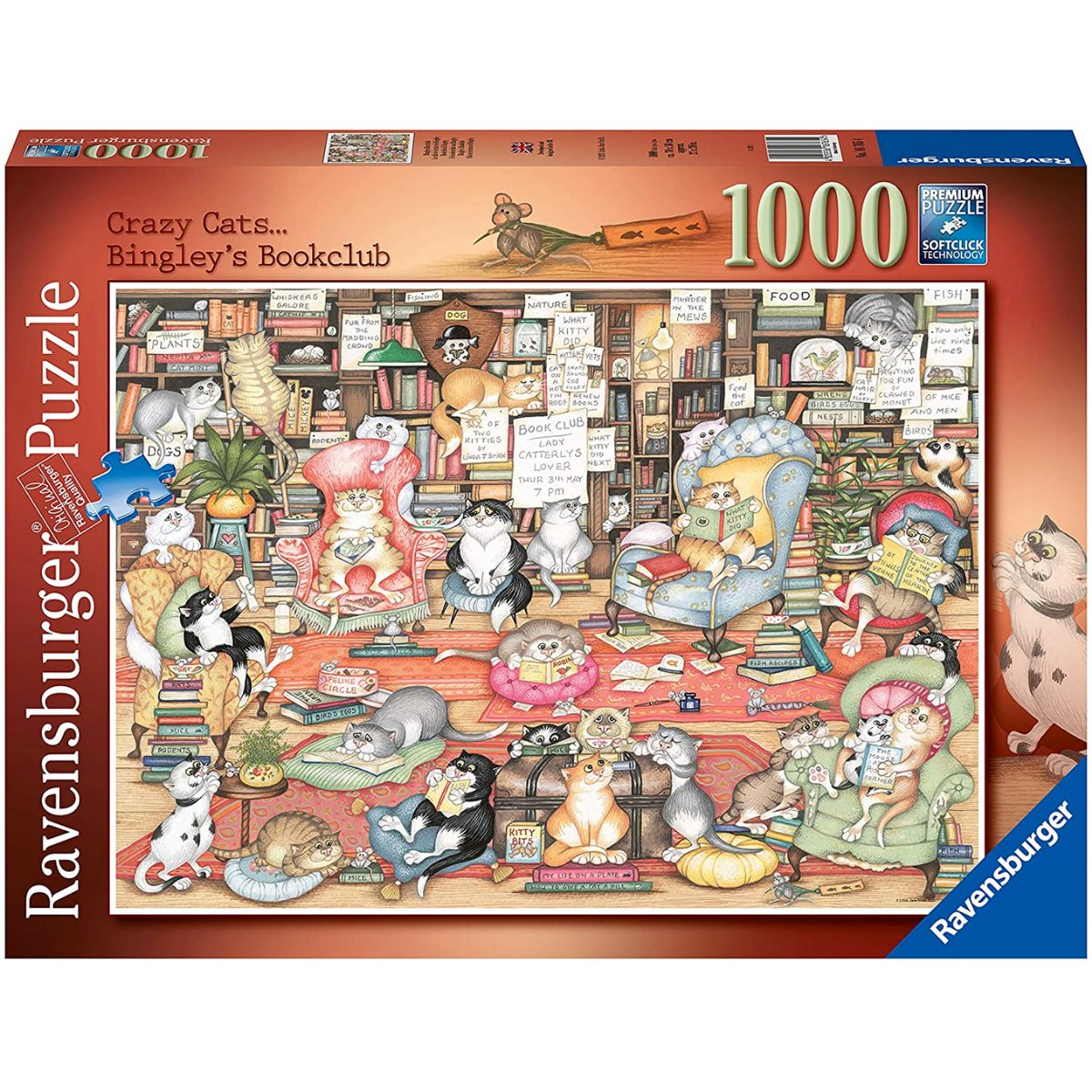 Ravensburger Crazy Cats Bingley’s Bookclub 1000 Piece Jigsaw Puzzle - Phillips Hobbies