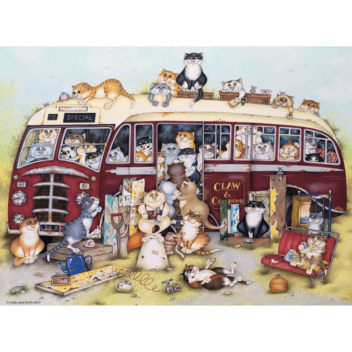 Ravensburger Crazy Cats Vintage Bus 500 Piece Jigsaw Puzzle - Phillips Hobbies