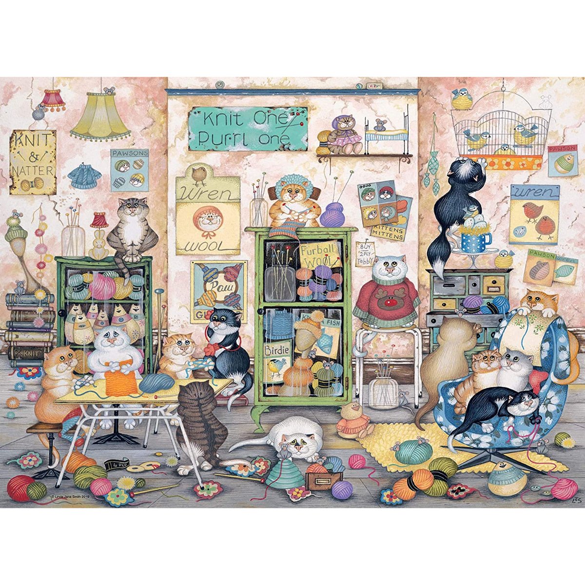 Ravensburger Crazy Cats Vintage, Knit One Purrl One 500 Piece Jigsaw Puzzle - Phillips Hobbies