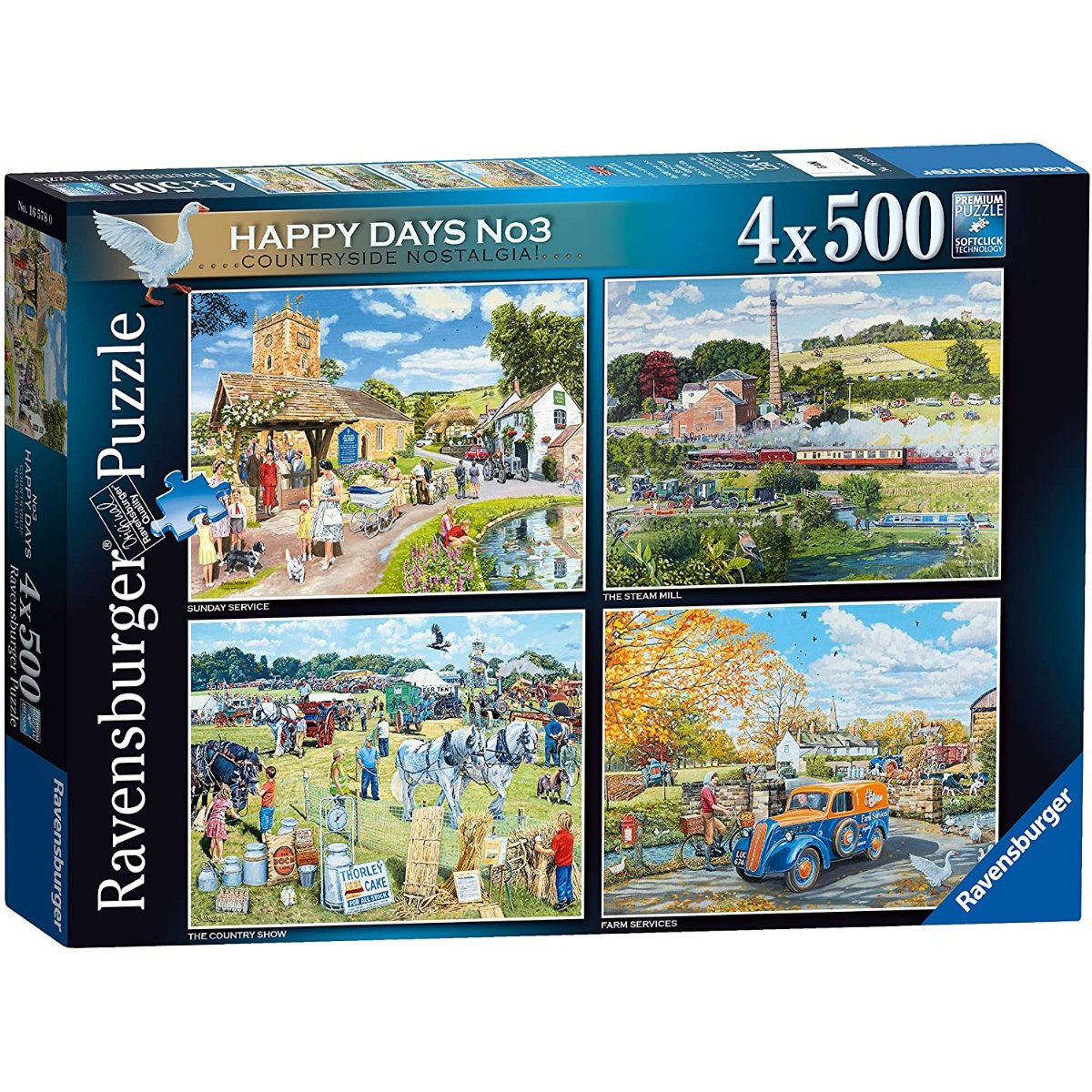 Ravensburger Happy Days No.3, Countryside Nostalgia - 4x 500 Piece Jigsaw Puzzle - Phillips Hobbies