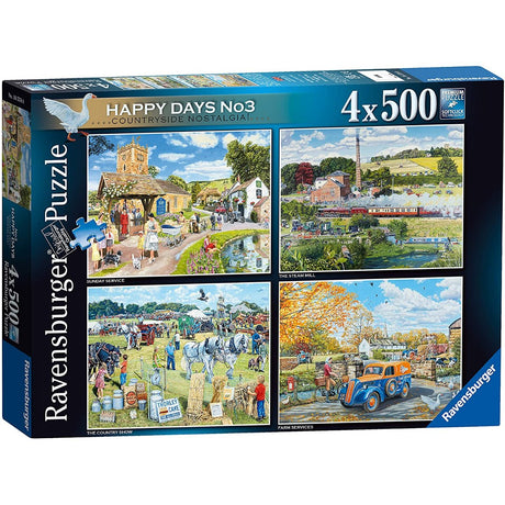 Ravensburger Happy Days No.3, Countryside Nostalgia - 4x 500 Piece Jigsaw Puzzle - Phillips Hobbies