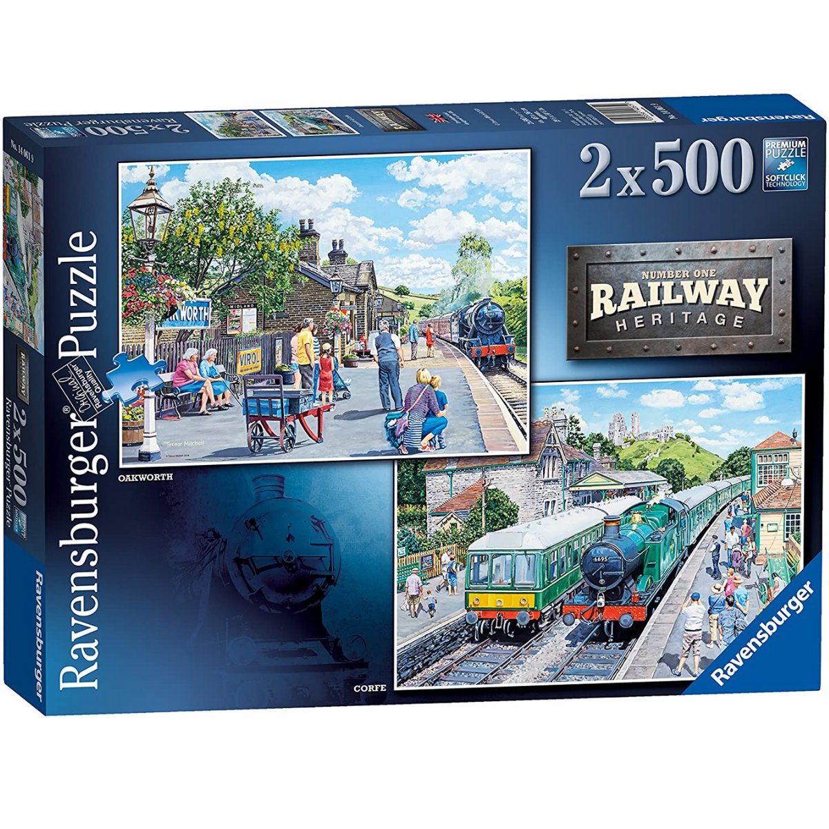 Ravensburger Railway Heritage No.1 - Corfe Station & Oakworth Station (2x 500 Pieces) - Phillips Hobbies