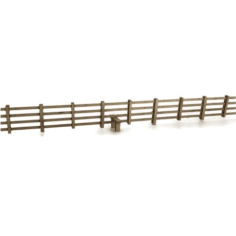 Scale Model Scenery 4ft Post & Rail Fencing (Natural Wood) - OO/HO Gauge Kit - Phillips Hobbies