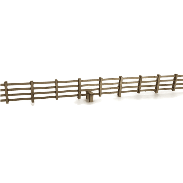 Scale Model Scenery 4ft Post & Rail Fencing (Natural Wood) - OO/HO Gauge Kit - Phillips Hobbies