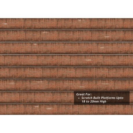 Scale Model Scenery English Bond Weathered Red Brick Platform Wall Wraps - OO/HO Gauge - Phillips Hobbies