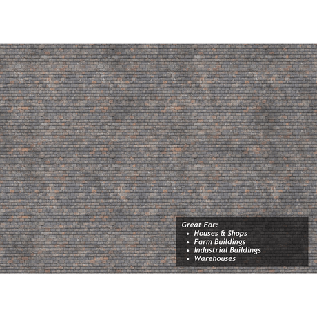Scale Model Scenery Mixed Grey Roof Slates Texture Paper x5 - OO/HO Gauge - Phillips Hobbies