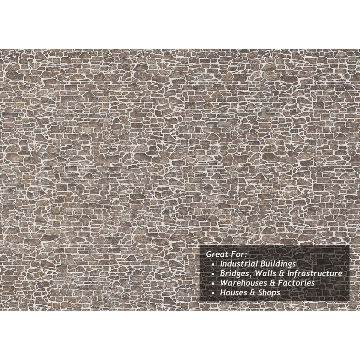 Scale Stone Models Scale Model Scenery Pointed Brown Stone Texture Paper x5 - OO/HO Gauge ...