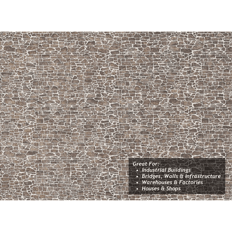 Scale Model Scenery Pointed Brown Stone Texture Paper x5 - OO/HO Gauge - Phillips Hobbies