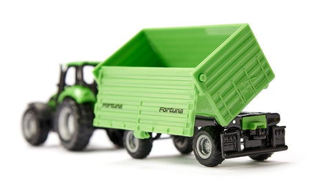 Siku 1606 Deutz - Fahr With Fortuna 4 Wheel Trailer Toy Model - Phillips Hobbies