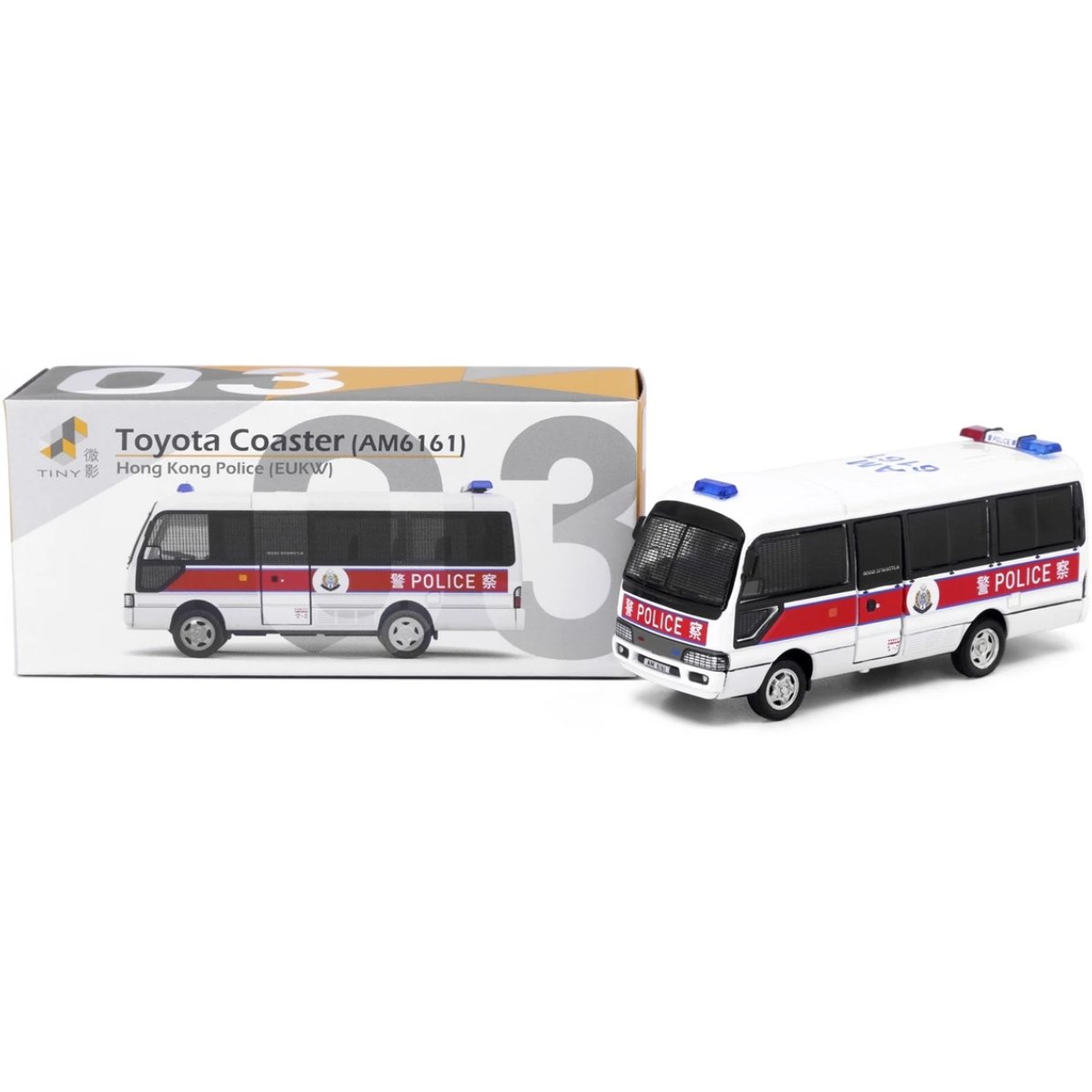 Tiny Models Toyota Coaster Police PTU - With Mesh Window Shields (1:76 Scale) - Phillips Hobbies