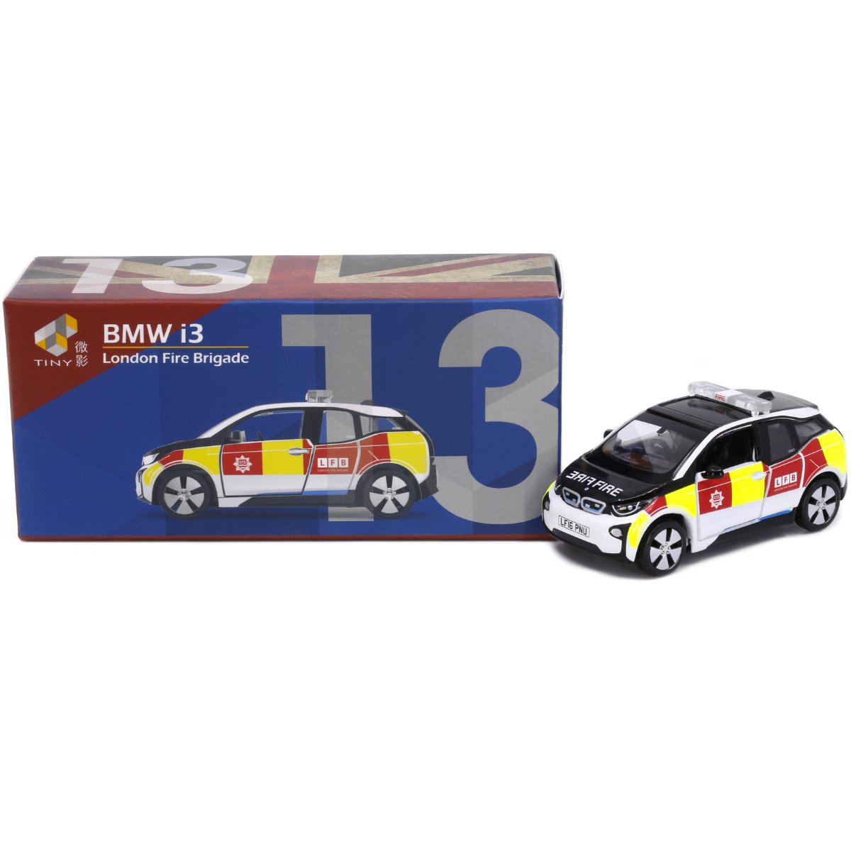 Tiny Models UK13 BMW i3 UK London Fire Brigade Patrol Car (1:64 Scale) - Phillips Hobbies