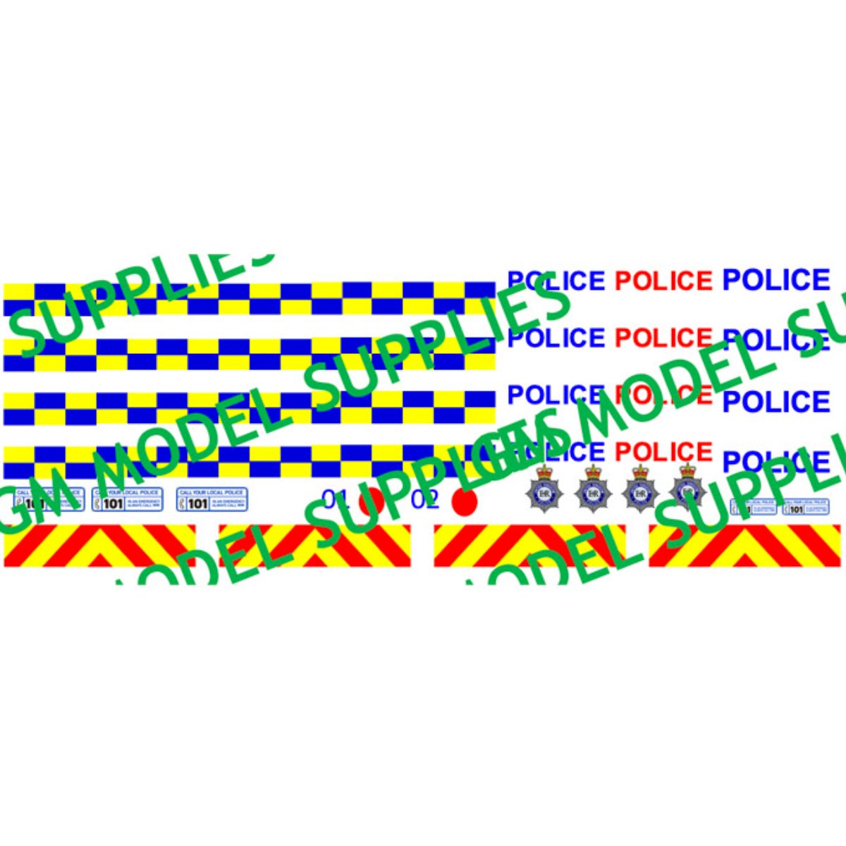 Transit SWB Conversion Kit - UK Police Livery (1:76 Scale Decals) - Phillips Hobbies