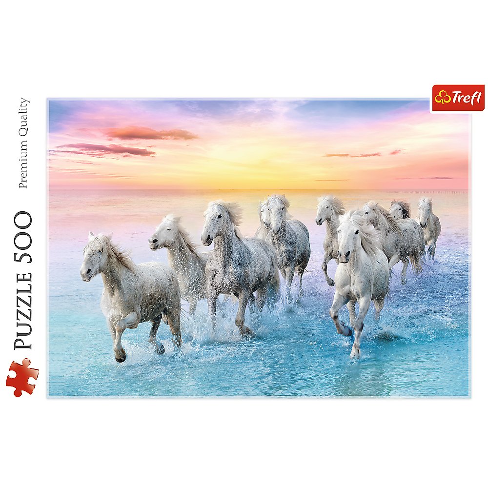 Trefl White Galloping Horses Jigsaw Puzzle (500 Pieces) - Phillips Hobbies