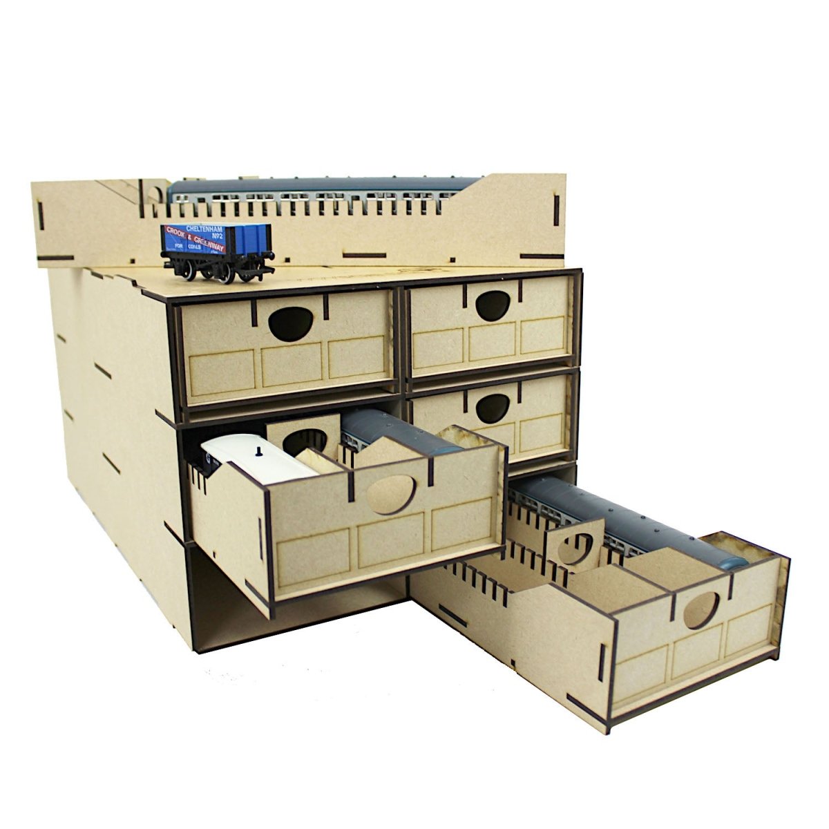 WWScenics Loco & Rolling Stock Storage Box 6x Multi-Compartment Drawers - OO, HO & OO9 - Phillips Hobbies